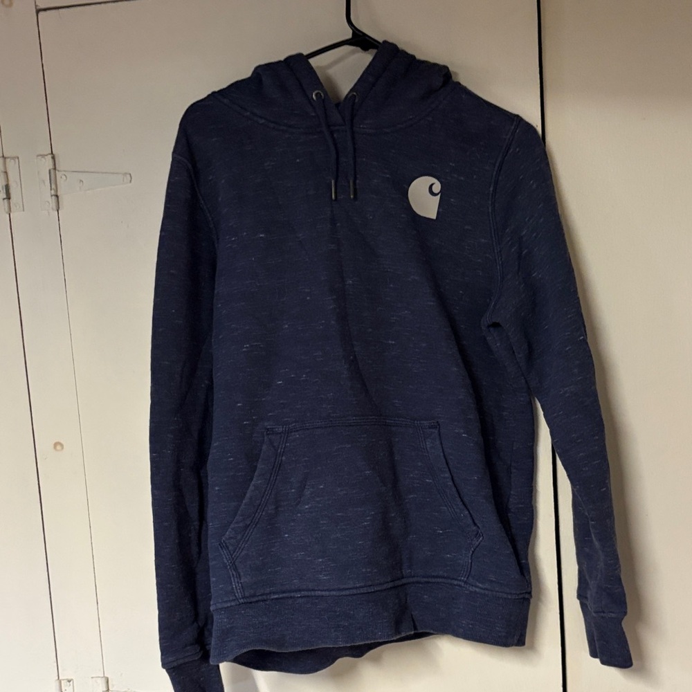 Carhartt Heather Navy Pullover Hoodie with Logo